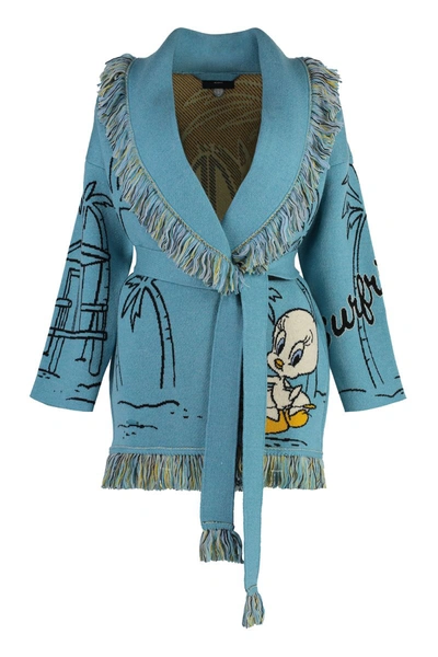 Shop Alanui X Looney Tunes - Wool Cardigan In Blue