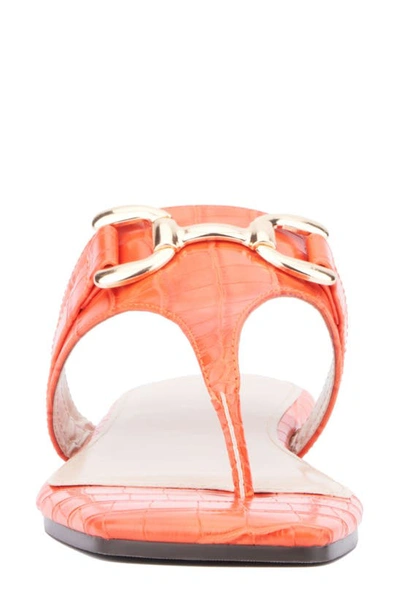 Fashion To Figure Saralyn Croc Embossed Sandal In Neon Orange Croc