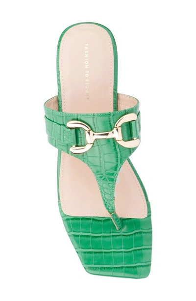 Fashion To Figure Saralyn Croc Embossed Sandal In Kelly Green Croc