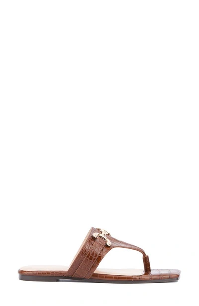 Fashion To Figure Saralyn Croc Embossed Sandal In Brown Croco