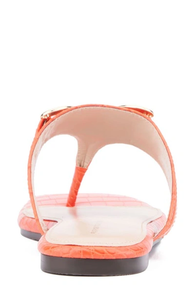 Fashion To Figure Saralyn Croc Embossed Sandal In Neon Orange Croc