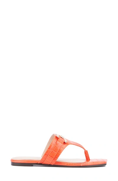 Fashion To Figure Saralyn Croc Embossed Sandal In Neon Orange Croc