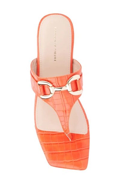 Shop Fashion To Figure Saralyn Croc Embossed Sandal In Neon Orange Croc