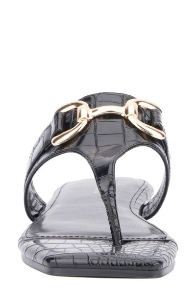 Fashion To Figure Saralyn Croc Embossed Sandal In Black Croc