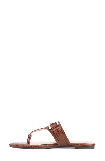 Fashion To Figure Saralyn Croc Embossed Sandal In Brown Croco