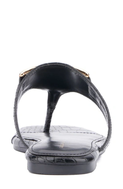 Shop Fashion To Figure Saralyn Croc Embossed Sandal In Black Croc