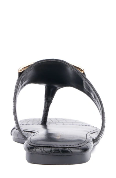 Fashion To Figure Saralyn Croc Embossed Sandal In Black Croc