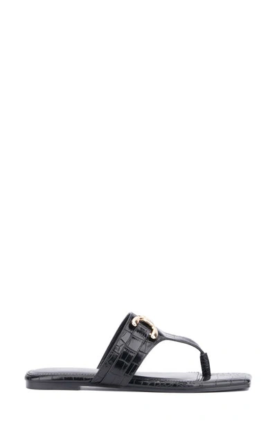 Fashion To Figure Saralyn Croc Embossed Sandal In Black Croc