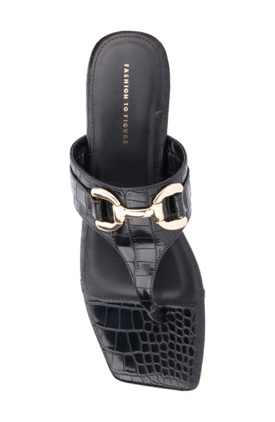 Fashion To Figure Saralyn Croc Embossed Sandal In Black Croc