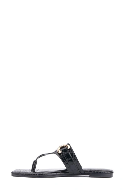 Fashion To Figure Saralyn Croc Embossed Sandal In Black Croc