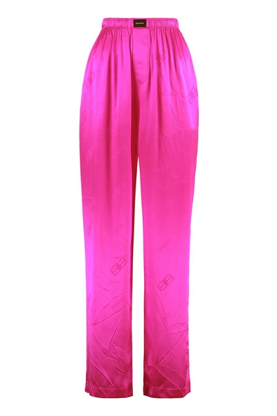 Shop Balenciaga Silk Pajama Pants In Fuchsia