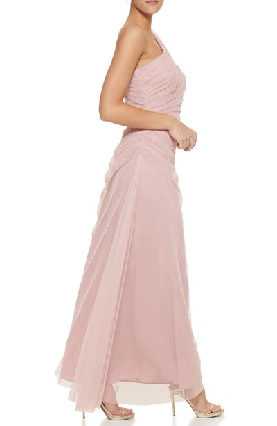 Shop Dkny One Shoulder Tulle Gown In Elegent Rose