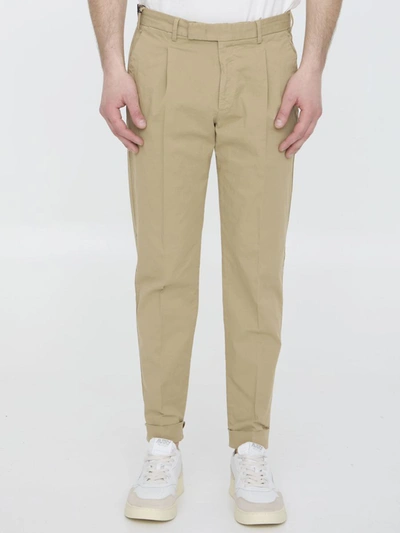Pt Torino Beige Cotton Trousers In Beige