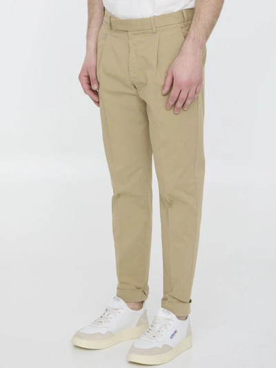 Pt Torino Beige Cotton Trousers In Beige