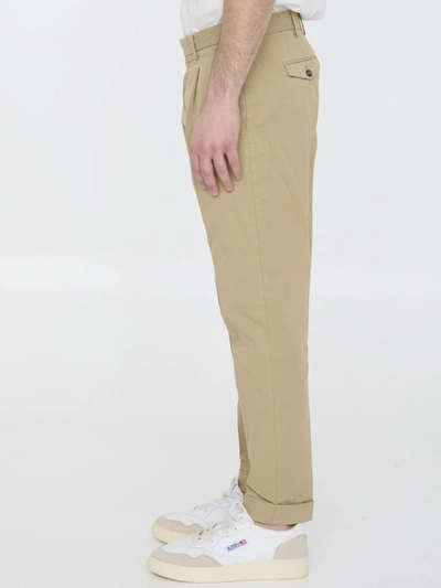 Pt Torino Beige Cotton Trousers In Beige