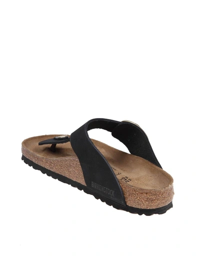Shop Birkenstock Nubuck Leather Thong Sandal In Black