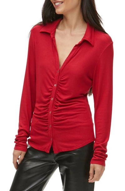 Shop Michael Stars Iman Ruched Shirt In Heart