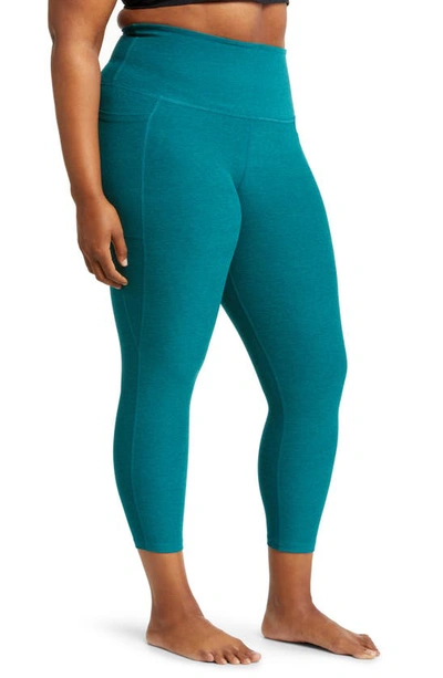 Shop Beyond Yoga Out Of Pocket High Waist Leggings In Lunar Teal Heather