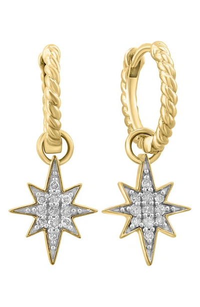 Shop Effy Two-tone Diamond Star Drop Earrings In Yellow