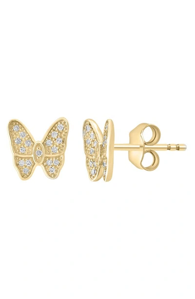 Shop Effy Diamond Embellished Butterfly Stud Earrings In Gold