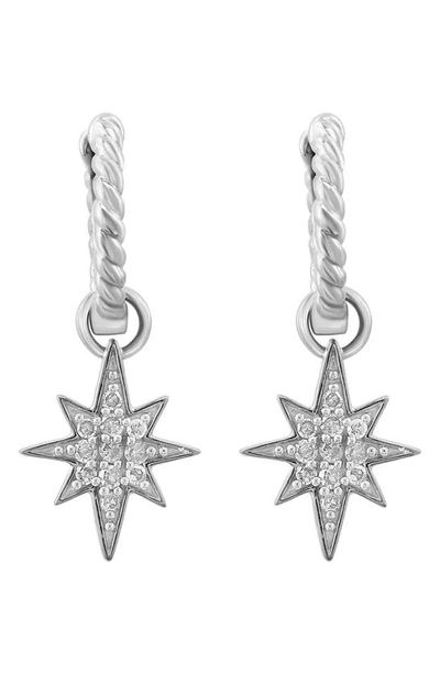 Shop Effy Sterling Silver Diamond Star Drop Earrings