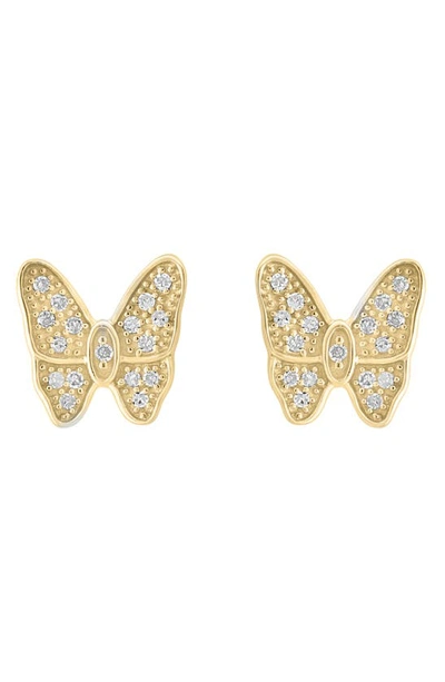 Shop Effy Diamond Embellished Butterfly Stud Earrings In Gold