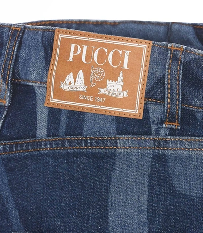 Shop Pucci Light And Dark Blue Cotton Blend Denim Shorts