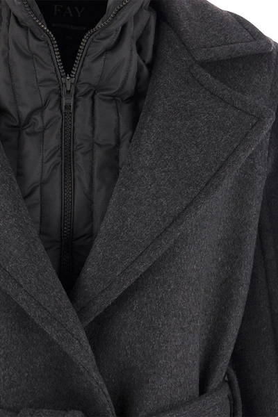 Shop Fay Double Coat In Anthracite