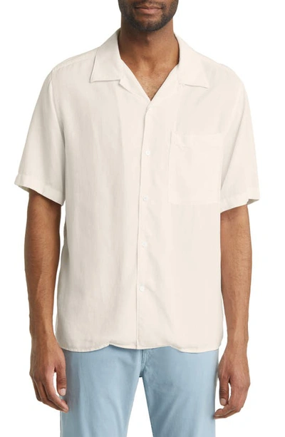 Nn07 Julio 5029 Short Sleeve Lyocell & Linen Button-up Camp Shirt In White