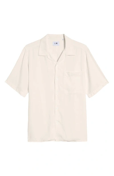 Nn07 Julio 5029 Short Sleeve Lyocell & Linen Button-up Camp Shirt In White