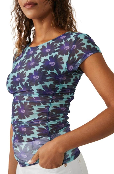 Free People Keep It Simple Mesh Baby Tee In Blue Combo