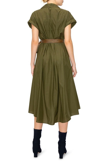 Shop Melloday Belted Midi Shirtdress In Olive