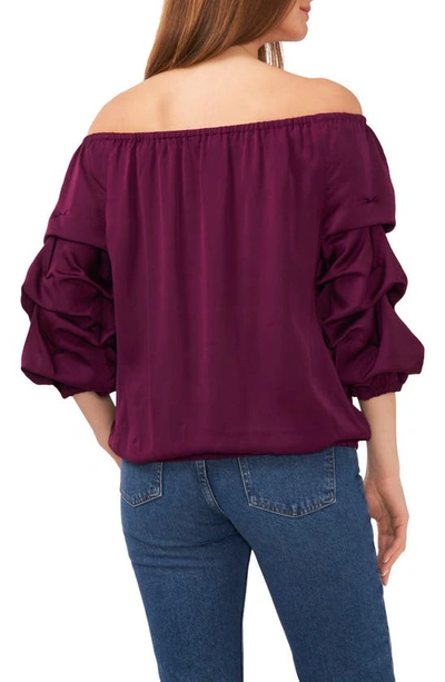 Vince Camuto Women's Off The Shoulder Bubble-sleeve Tie-front Top In Pickled Beet