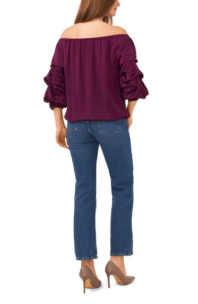 Vince Camuto Women's Off The Shoulder Bubble-sleeve Tie-front Top In Pickled Beet