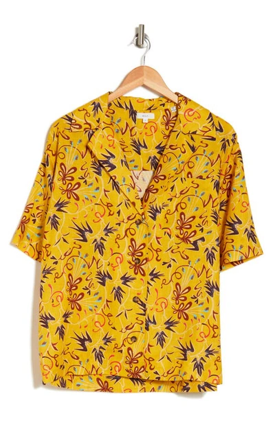 Shop A.l.c Sullivan Button-up Linen Camp Shirt In Sole Multi