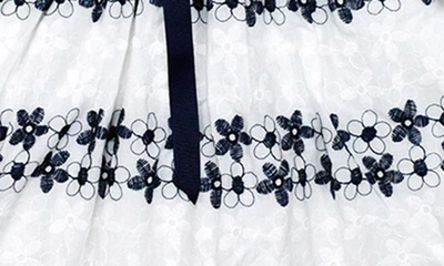Shop Joe-ella Kids' Floral Embroidred Cotton Dress In Navy
