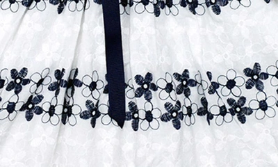 Joe-ella Kids' Floral Embroidred Cotton Dress In Navy