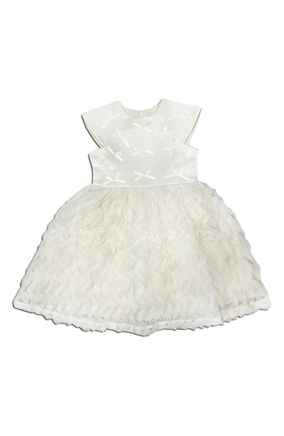 Shop Joe-ella Kids' Bow Textured Dress In Ivory