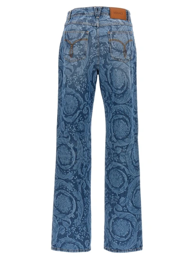 Shop Versace 'barocco' Jeans In Blue