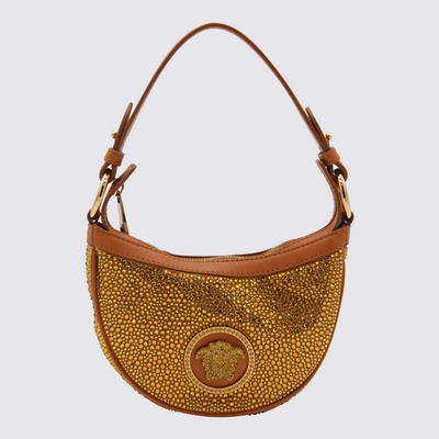 Shop Versace Bags In Caramel/ Gold