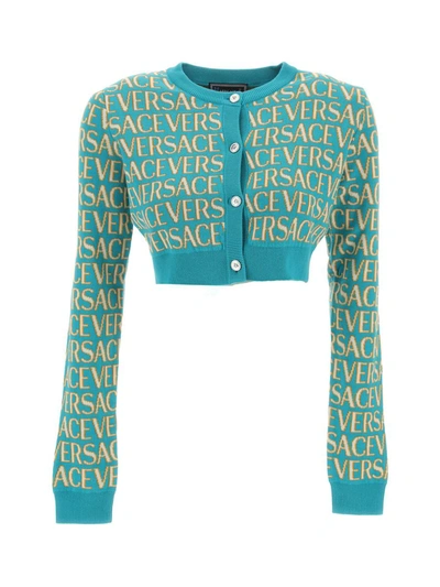 Shop Versace Knitwear In Turquoise+light Blue