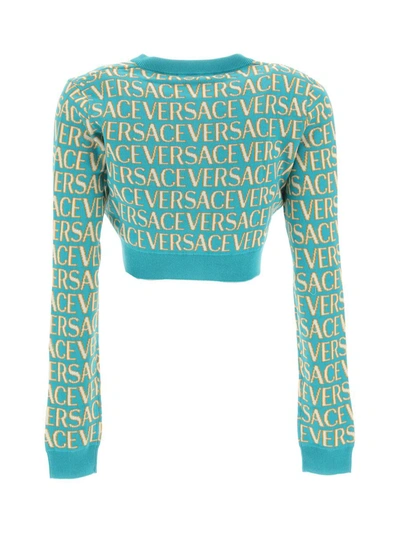 Shop Versace Knitwear In Turquoise+light Blue
