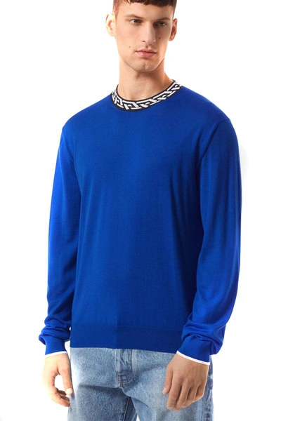 Shop Versace Sweaters In Electric Blue