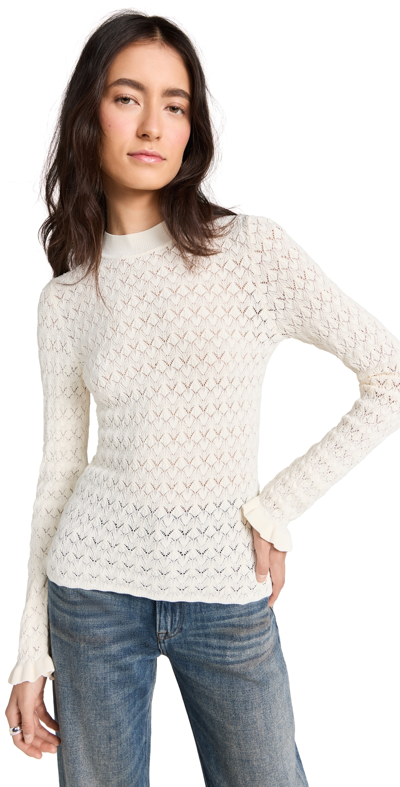 Shop Sea Rue Fine Knit Gauge Knit High Neck Sweater Cream