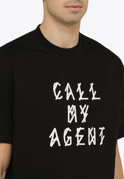 Shop 44 Label Group Call My Agent Print Crewneck T-shirt In Black