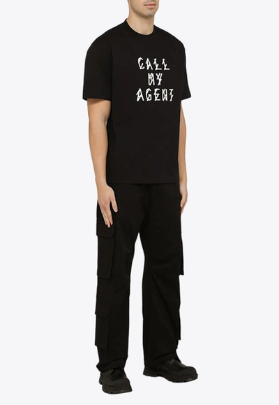 Shop 44 Label Group Call My Agent Print Crewneck T-shirt In Black