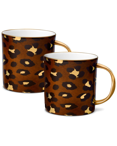 Shop L'objet Set Of 2 Leopard Mugs