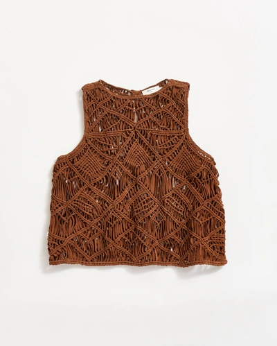 Billy Reid Suede Crochet Tank In Country Brown