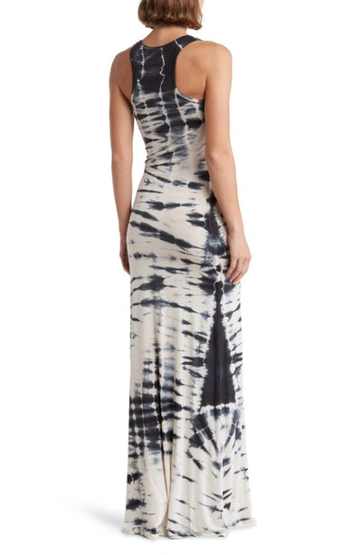 Go Couture Washed Tie Dye Maxi Dress In Black Blue Oval Circles