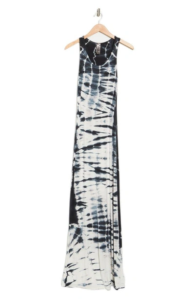 Shop Go Couture Washed Tie Dye Maxi Dress In Black Blue Oval Circles